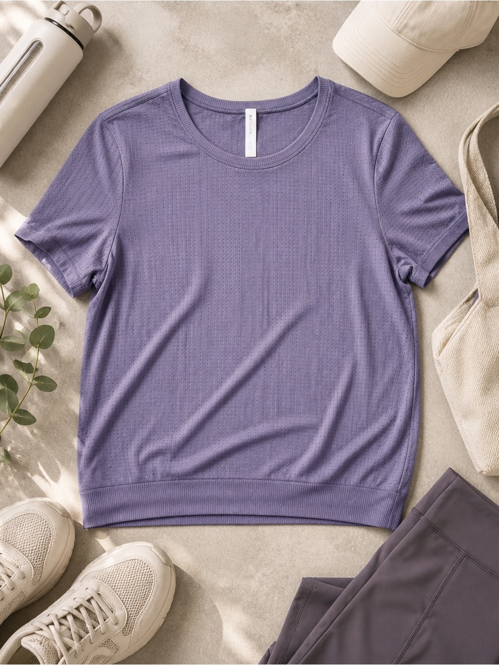 Athleta In Motion Tee Purple Perforated Athletic Top Size Large